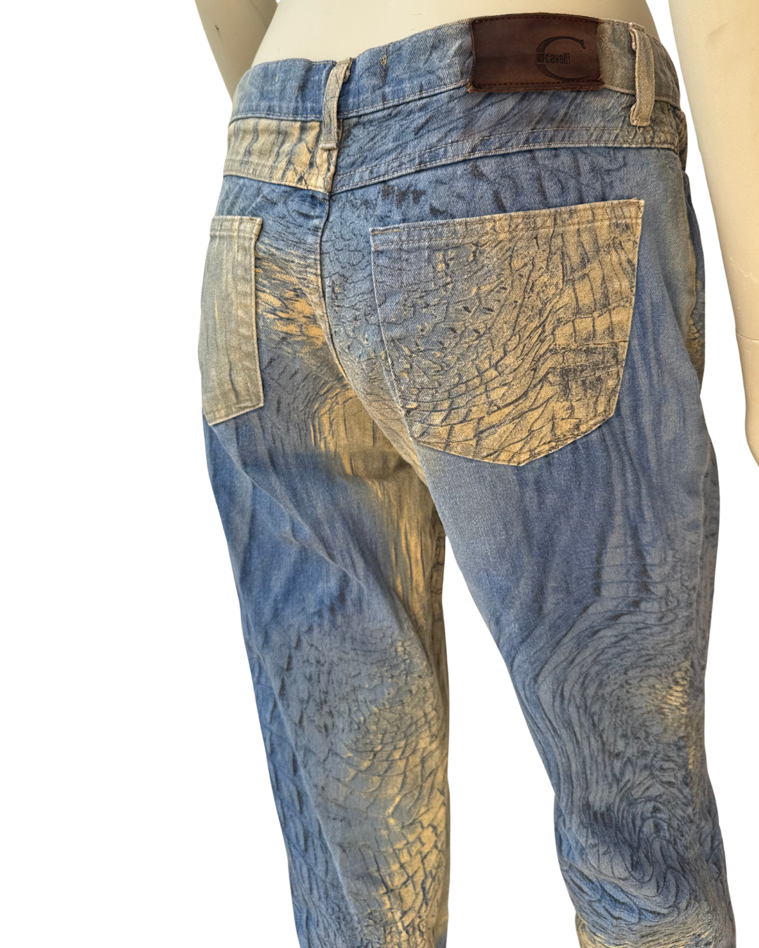 Just Cavalli Vintage Blue Reptile Print Pants W28 IT42 Y2K