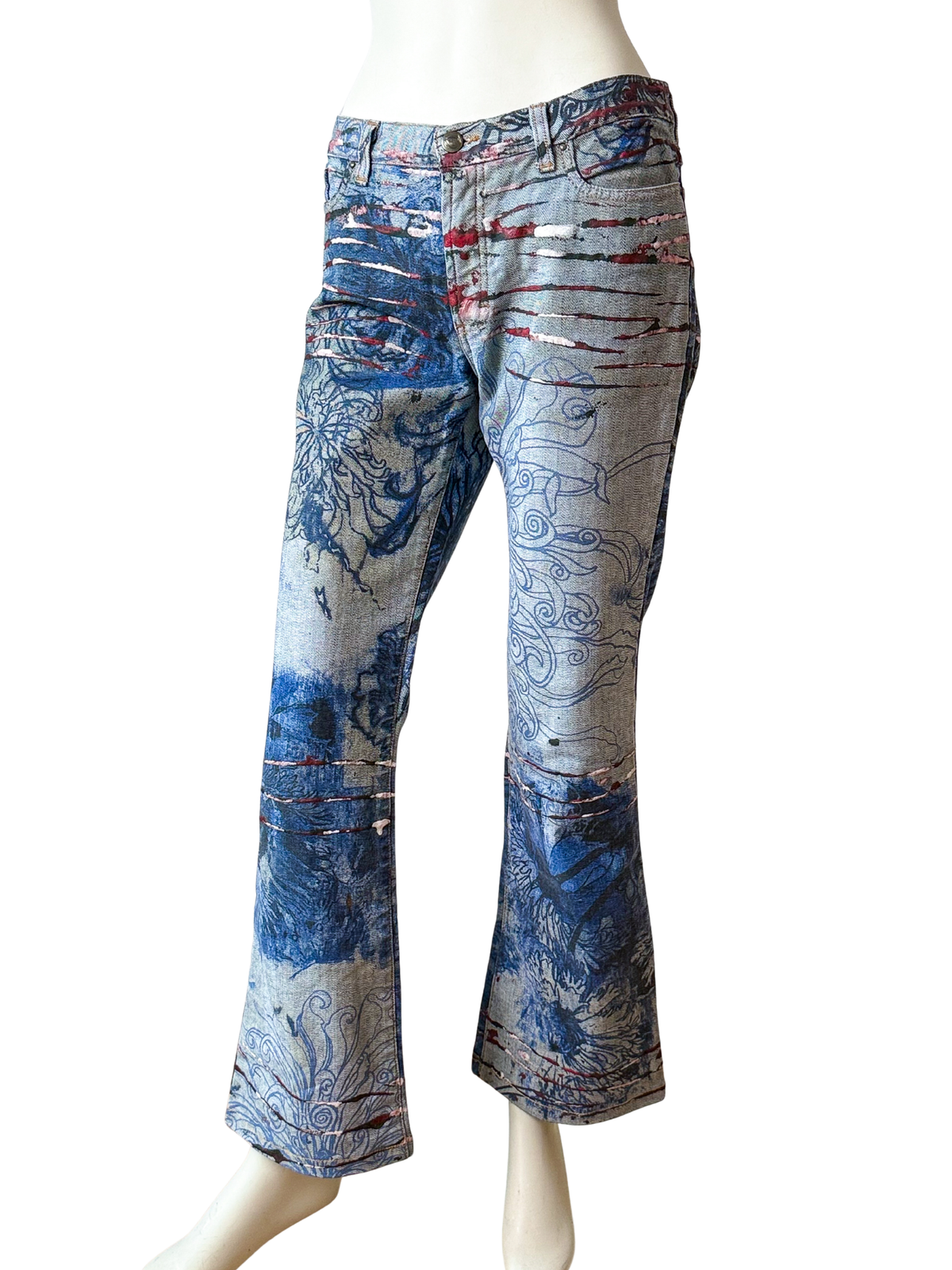 Vintage Just Cavalli Printed Bootcut Jeans – Floral Print