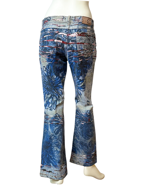 Vintage Just Cavalli Printed Bootcut Jeans – Floral Print