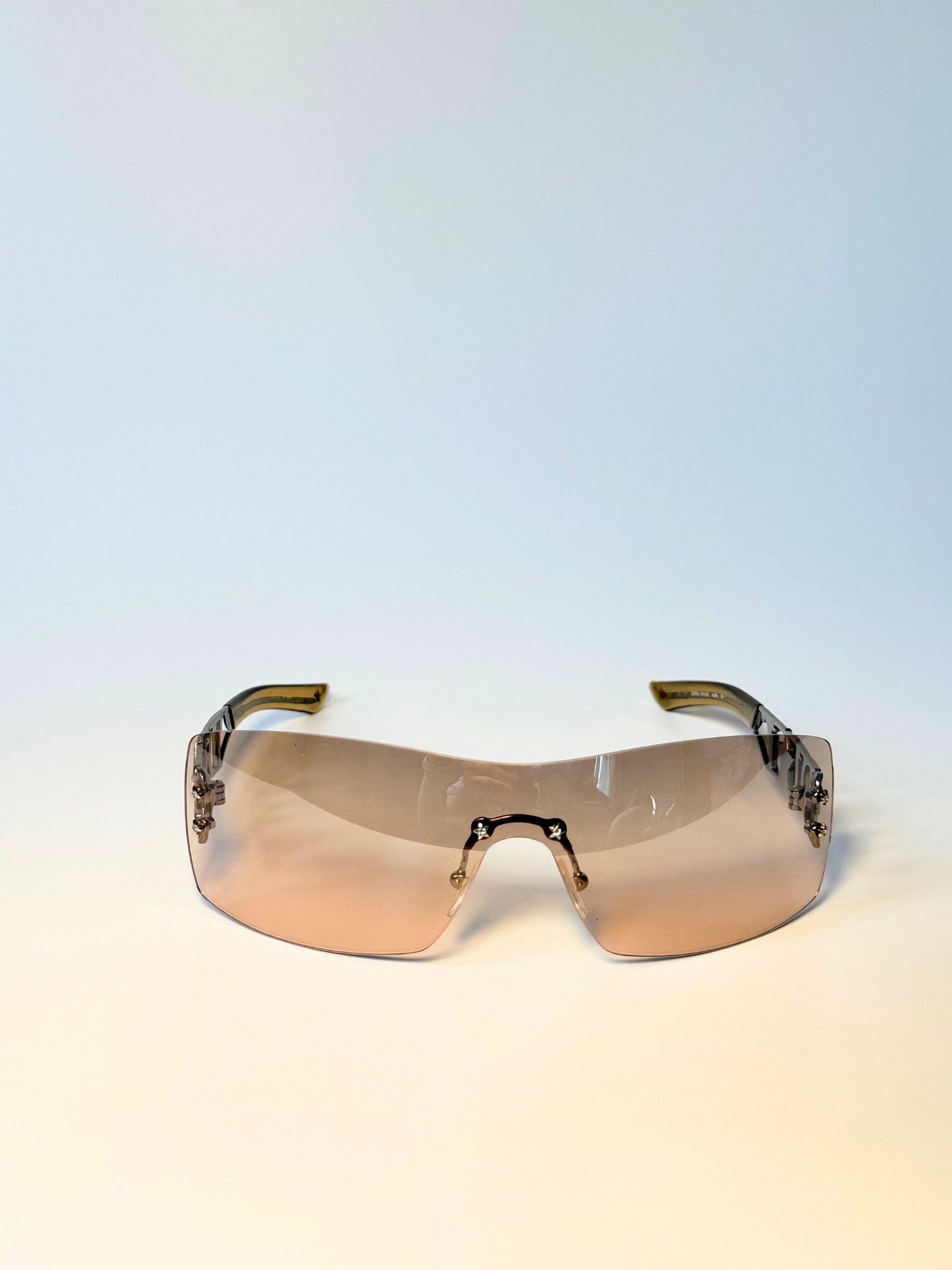 Front view of 2000s Christian Dior Diorlywood sunglasses with elegant square silhouette