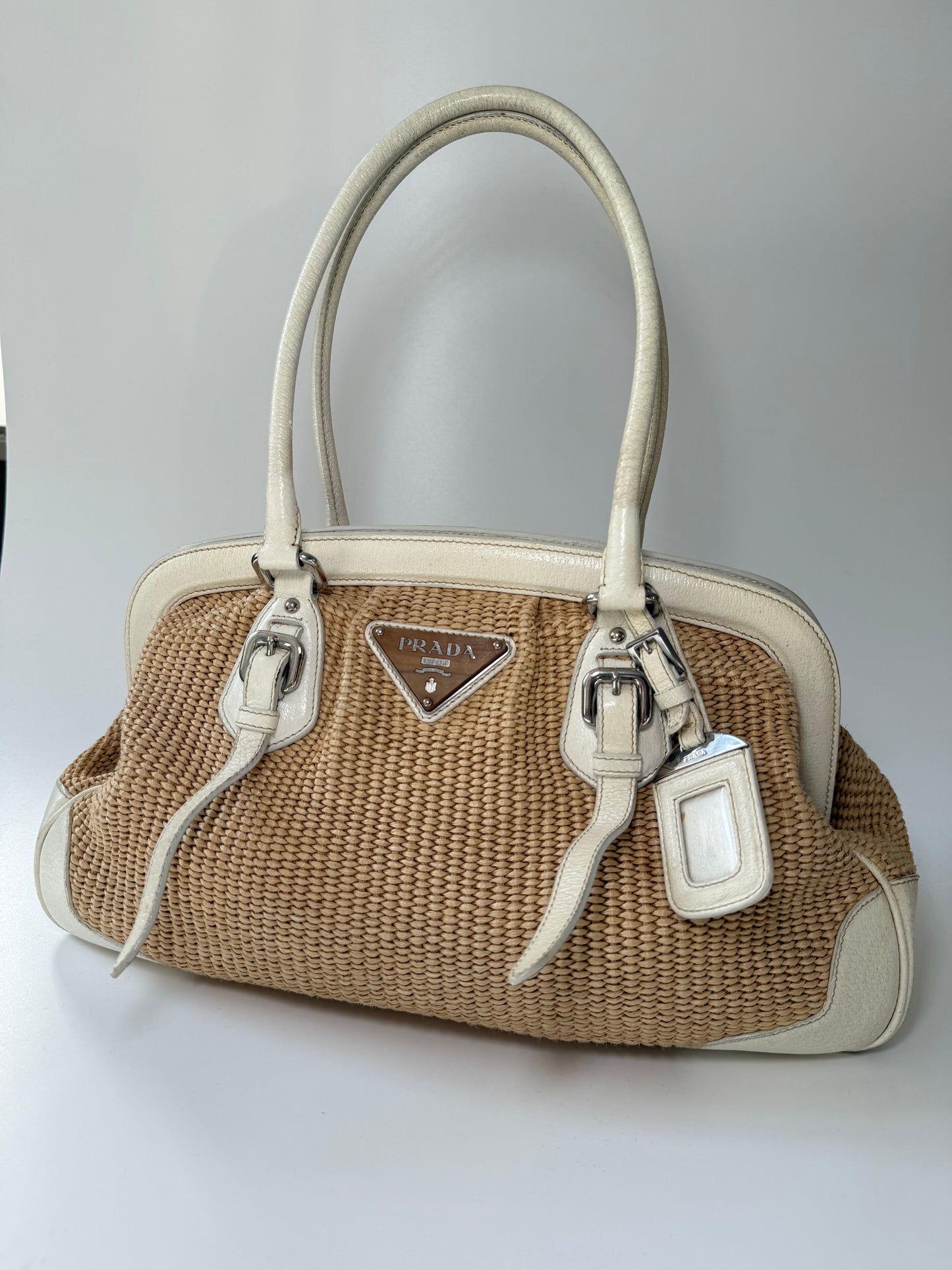 Prada Woven Raffia Shoulder Bag