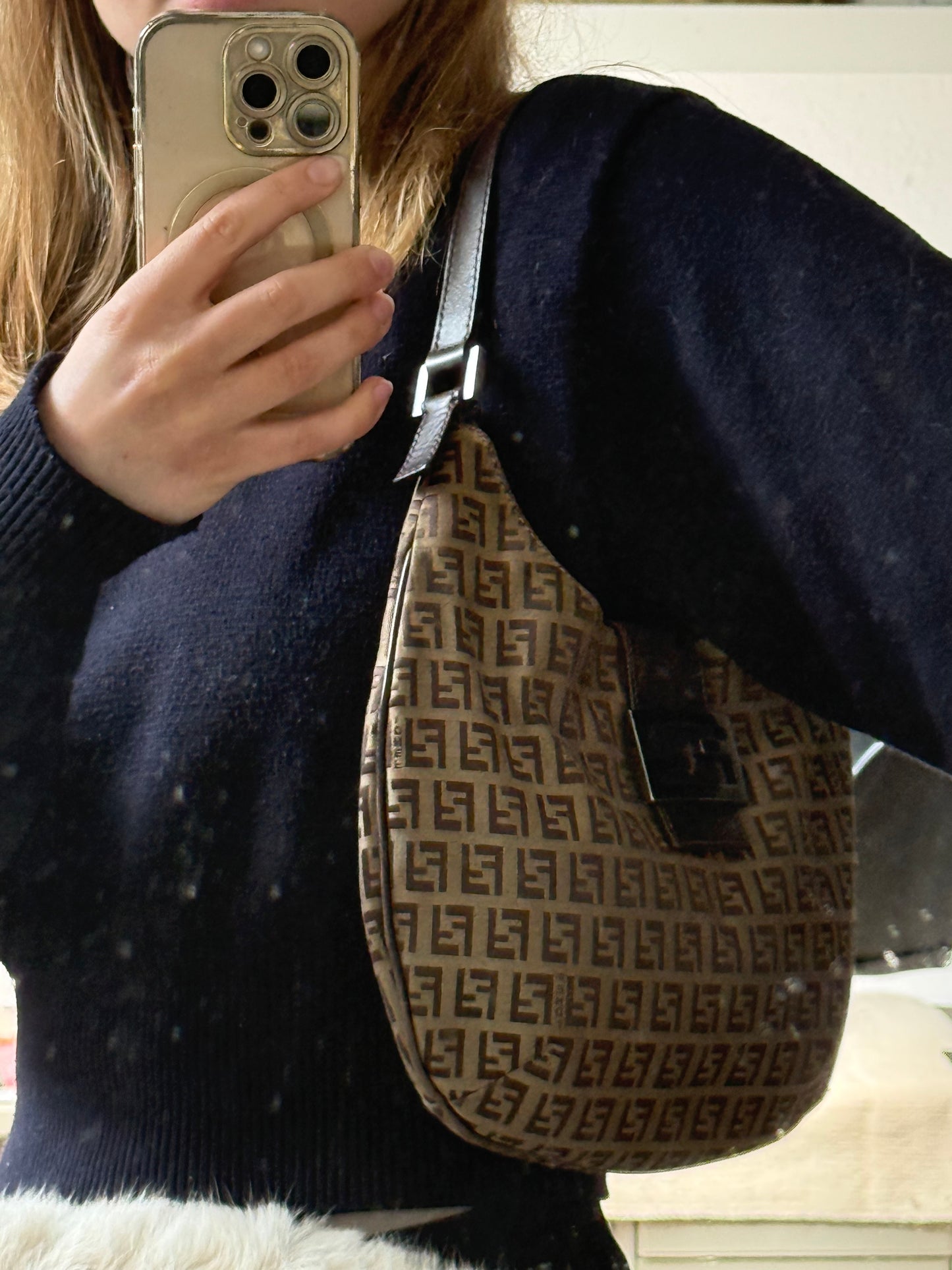 Vintage Fendi Zucchino hobo shoulder bag