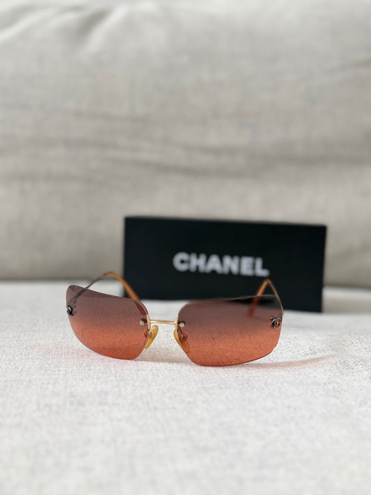 Chanel Rimless Ombre Sunglasses Red