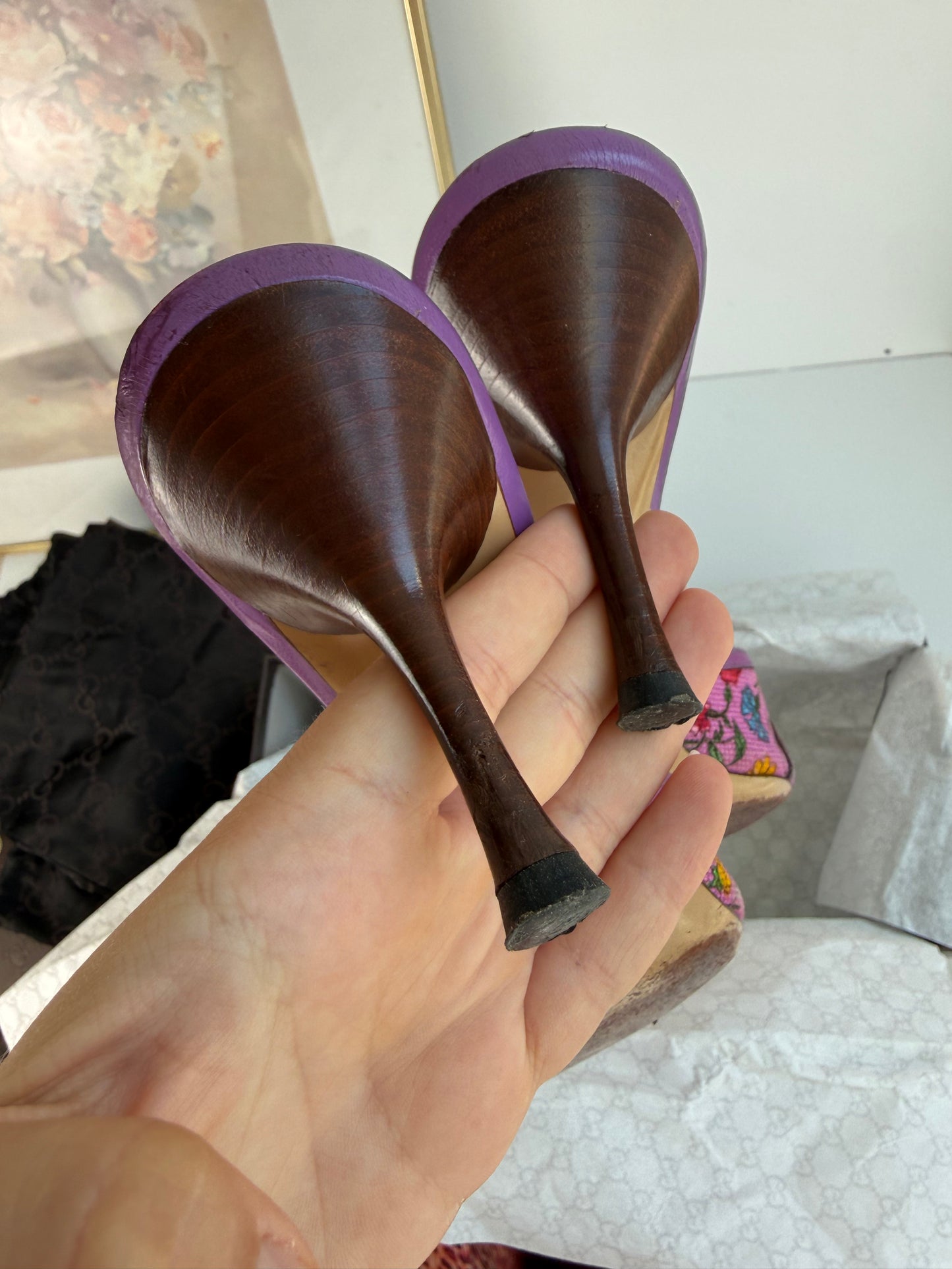 Gucci Flora Bamboo Mules Horsebit – Size 38.5