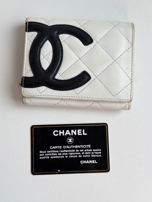 Vintage Chanel Cambon Wallet – White / Black