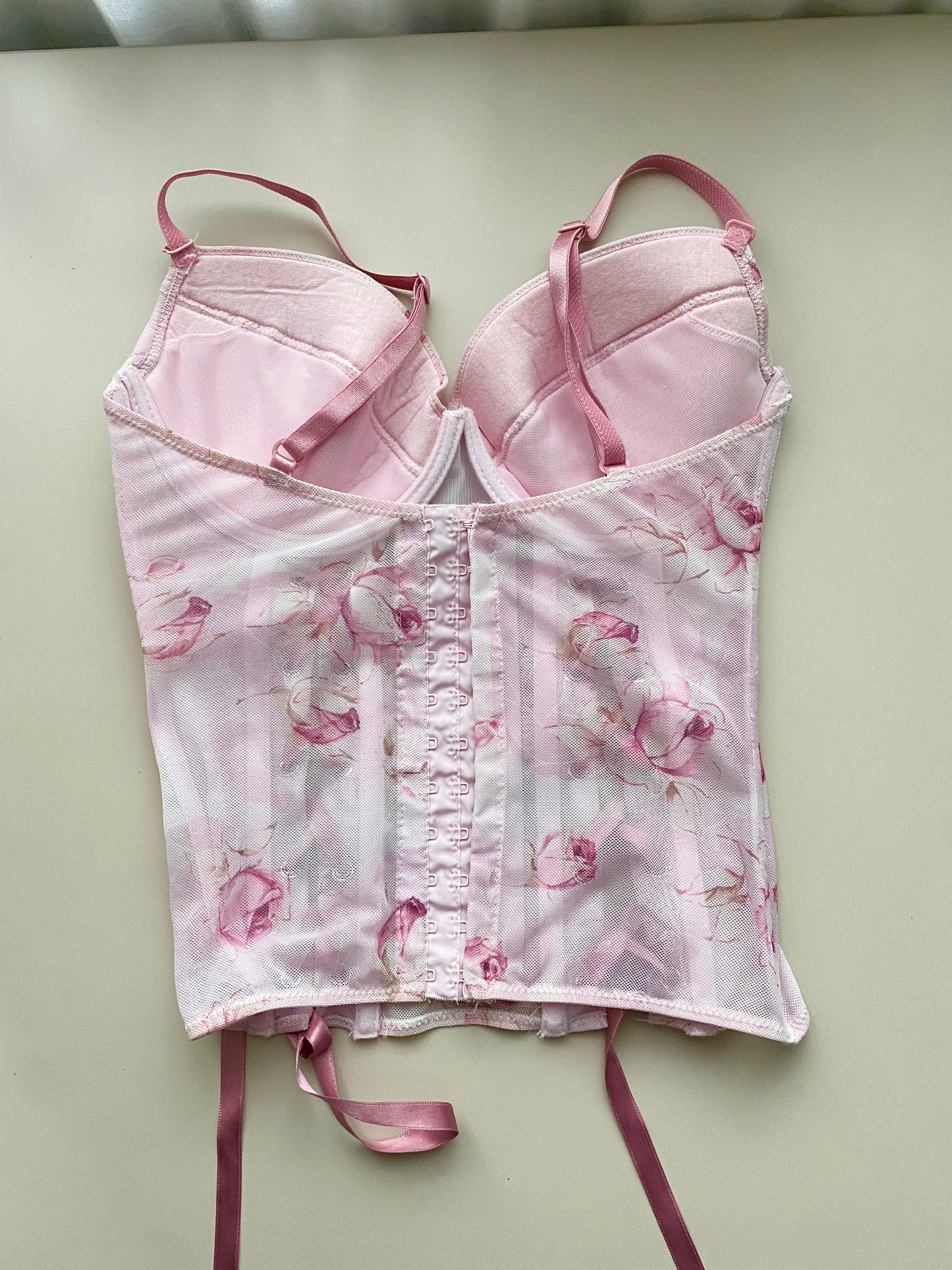 Rosa Korsett mit Blumen Print (75C)