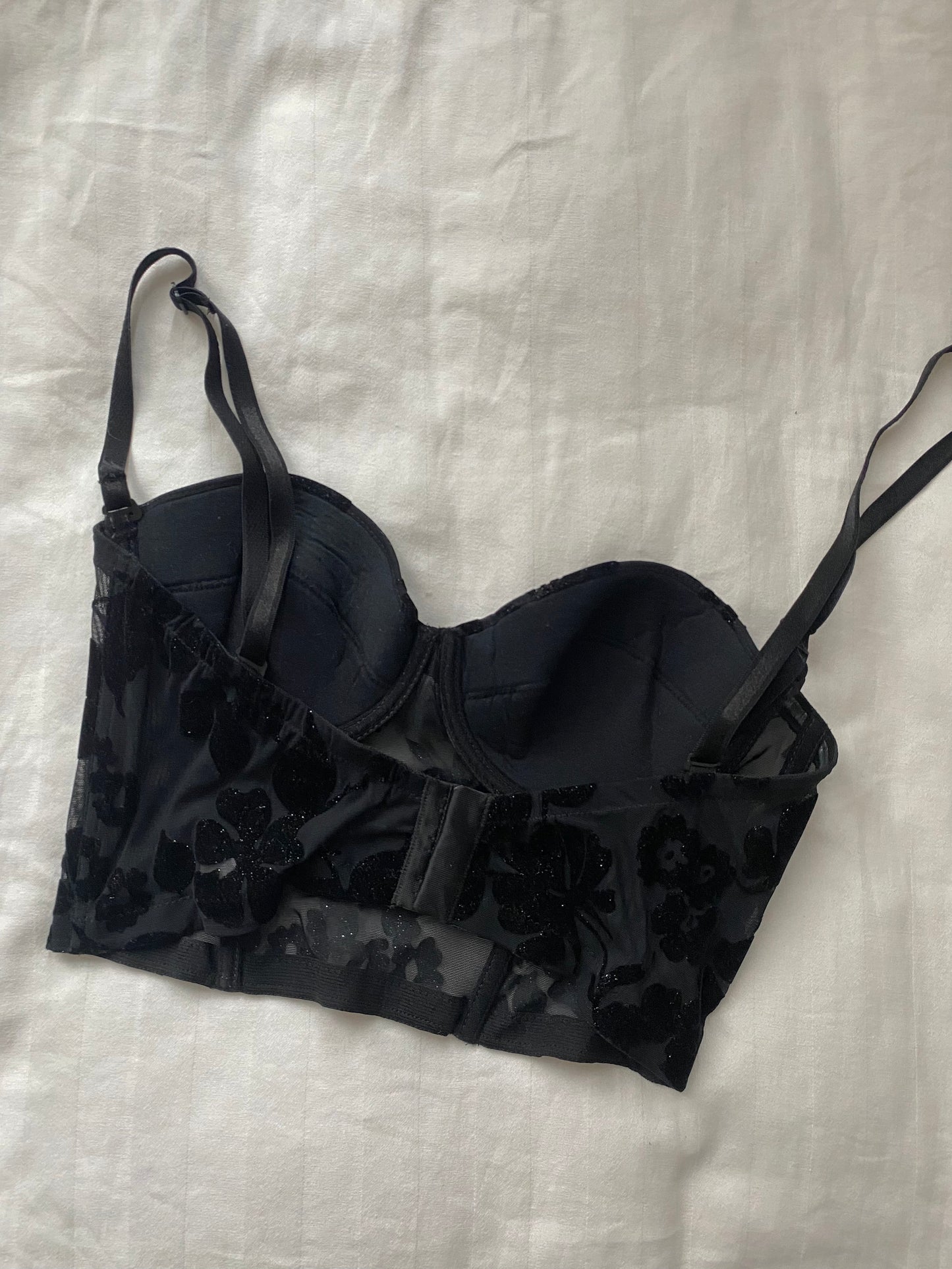 Vintage Korsett mit Samt und Glitzer Details 75 A-B