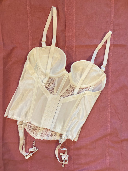 Vintage Korsett Weiß mit Spitze 80A
