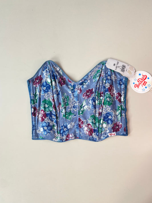 Vintage Korsett Blau mit Blumenprint