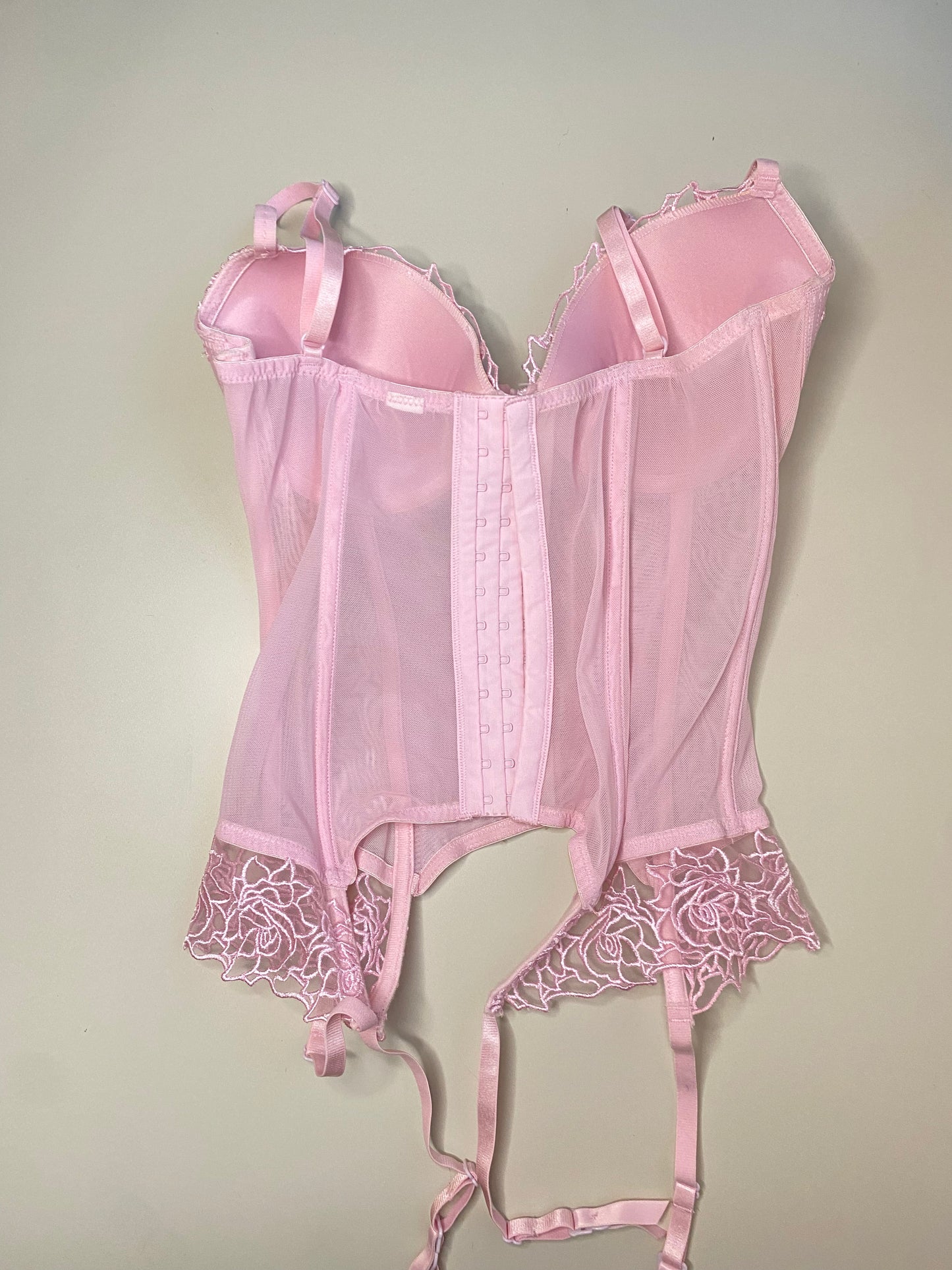 Rosa Korsett Top mit Stickerei 75B