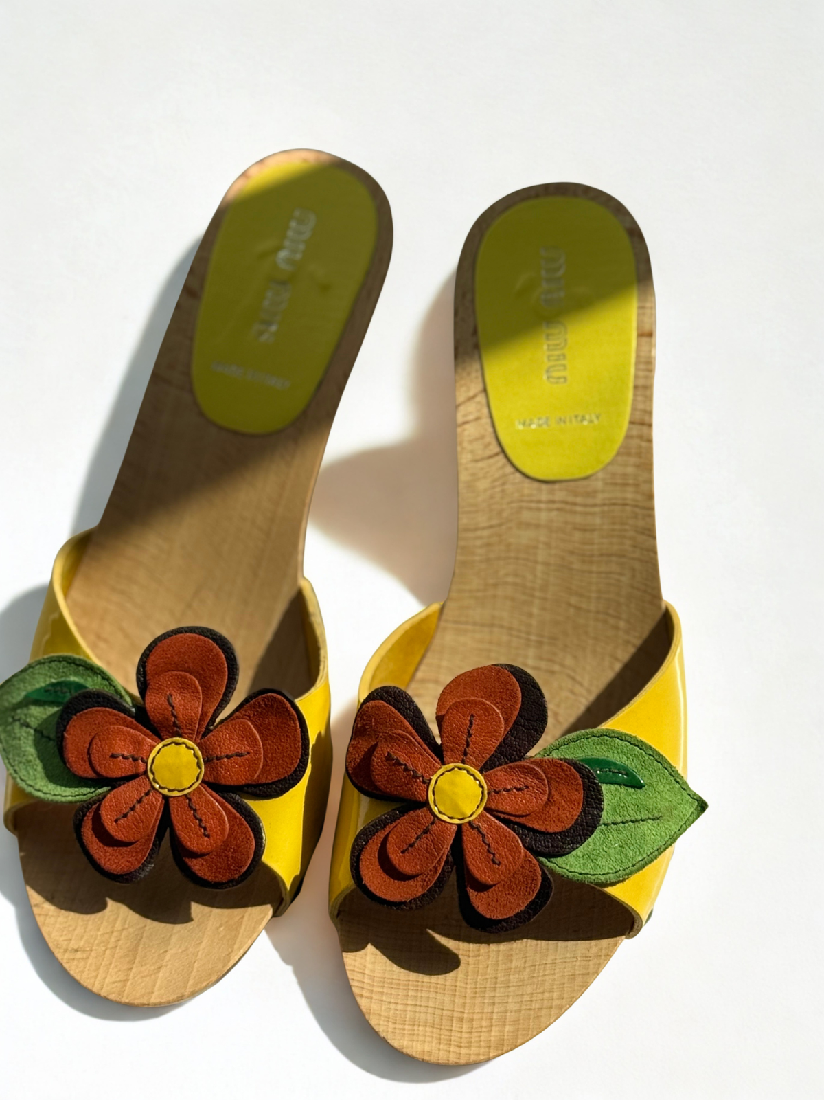 Vintage Miu Miu Yellow Patent Leather Clogs – Size 37
