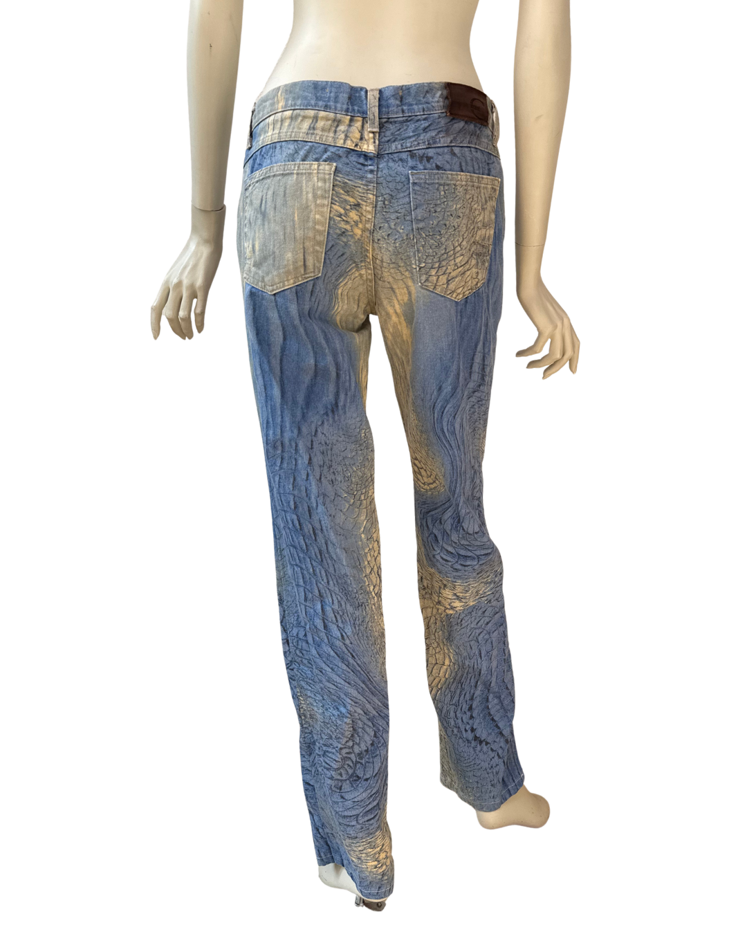 Just Cavalli Vintage Blue Reptile Print Pants W28 IT42 Y2K