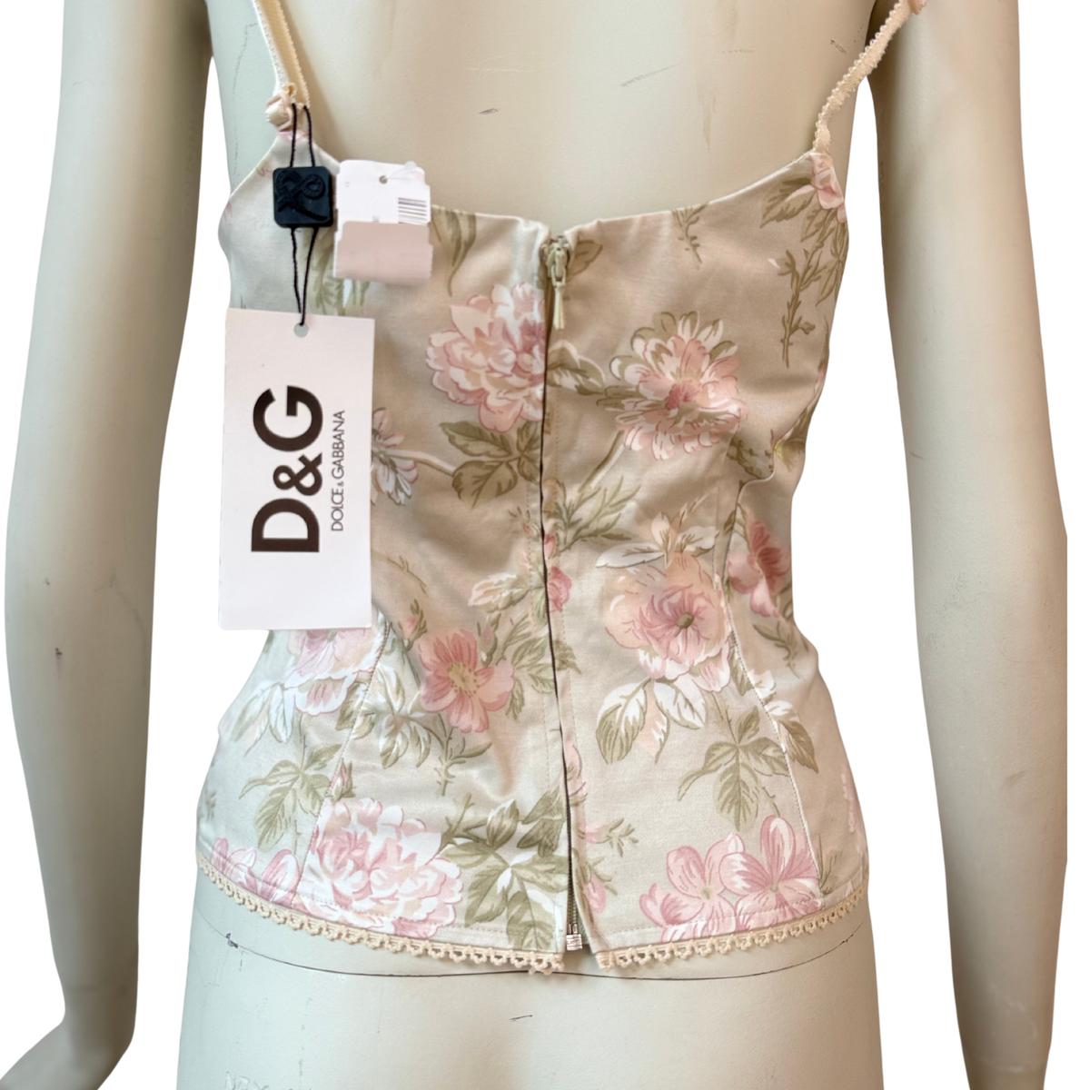 Vintage D&G Dolce & Gabbana Spring/Summer 2006 Floral Hummingbird Bustier Cami