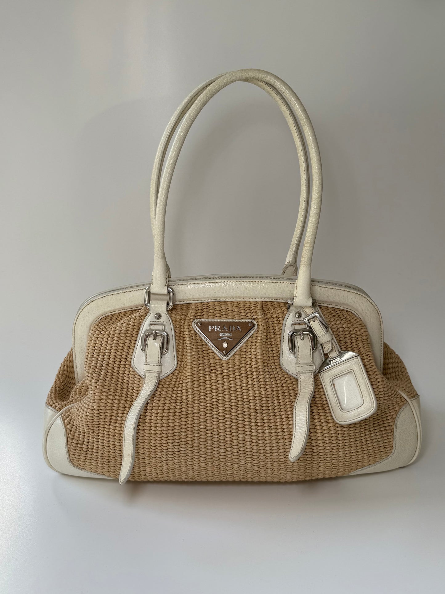 Prada Woven Raffia Shoulder Bag