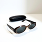 Vintage Gucci Oval Sunglasses Brown Gold G Logo GG2419