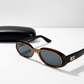 Vintage Gucci Oval Sunglasses Brown Gold G Logo GG2419