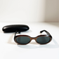Vintage Gucci Oval Sunglasses Brown Gold G Logo GG2419