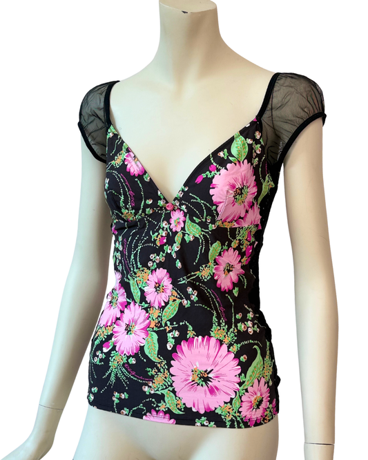 Dolce & Gabbana Vintage Floral Lace Tulle Top Size M