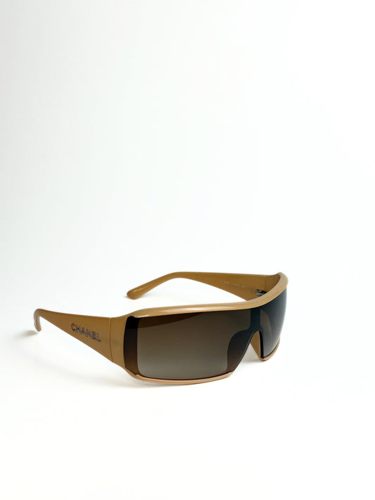 Vintage Chanel Shield Sunglasses Nude 5103 C710/13 with Case