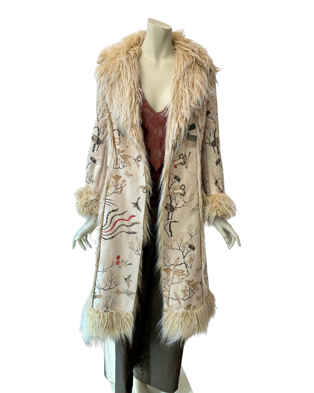 Just Cavalli Vintage Afghan Coat Crane Print