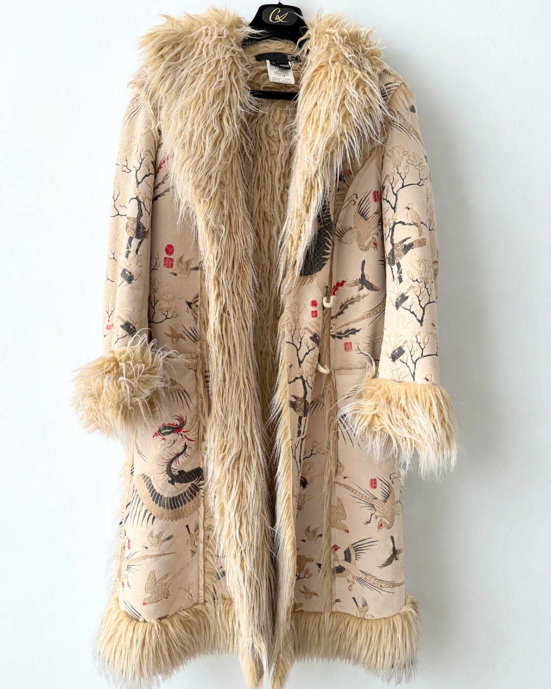 Just Cavalli Vintage Afghan Coat Crane Print