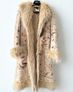 Just Cavalli Vintage Afghan Coat Crane Print