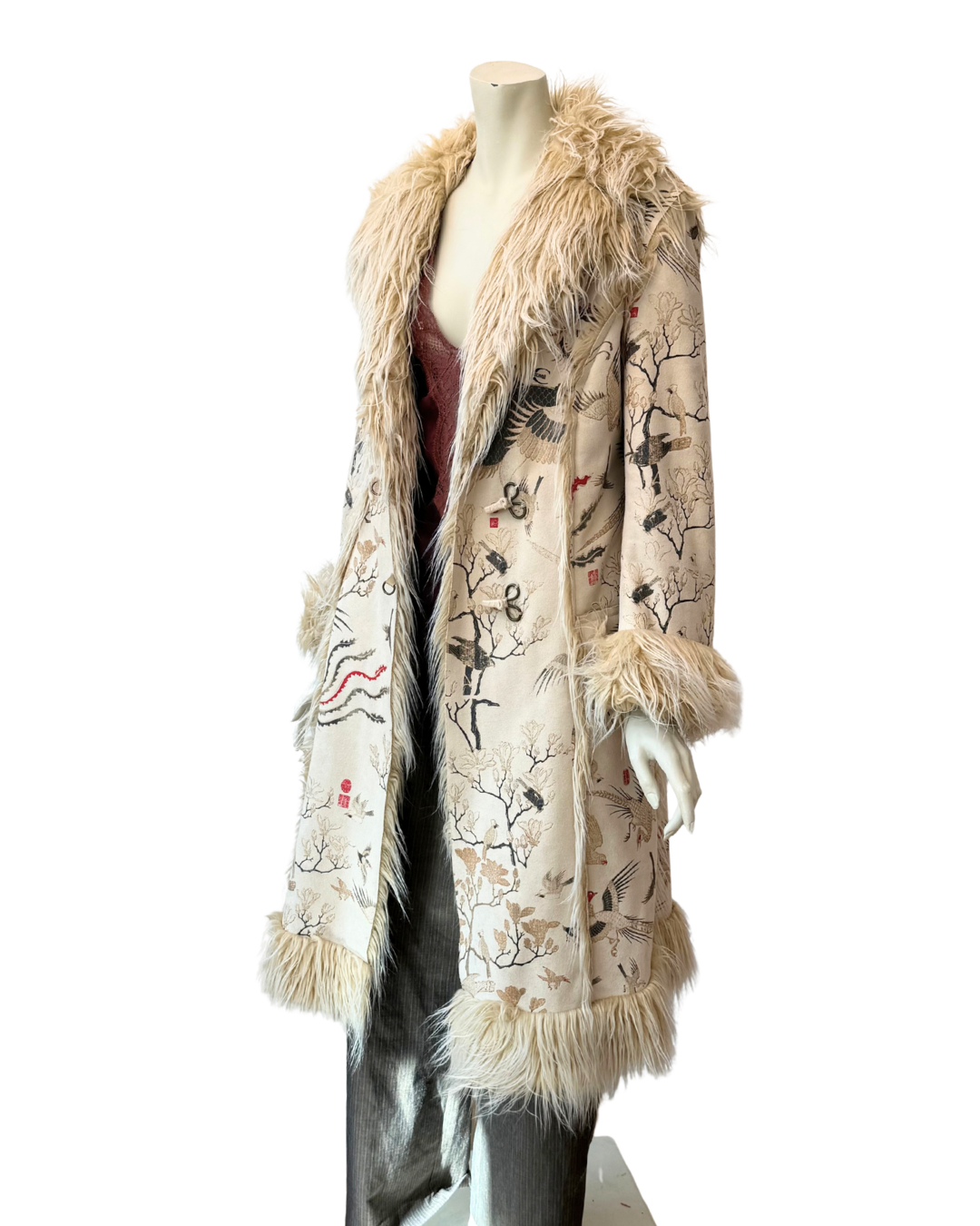 Just Cavalli Vintage Afghan Coat Crane Print