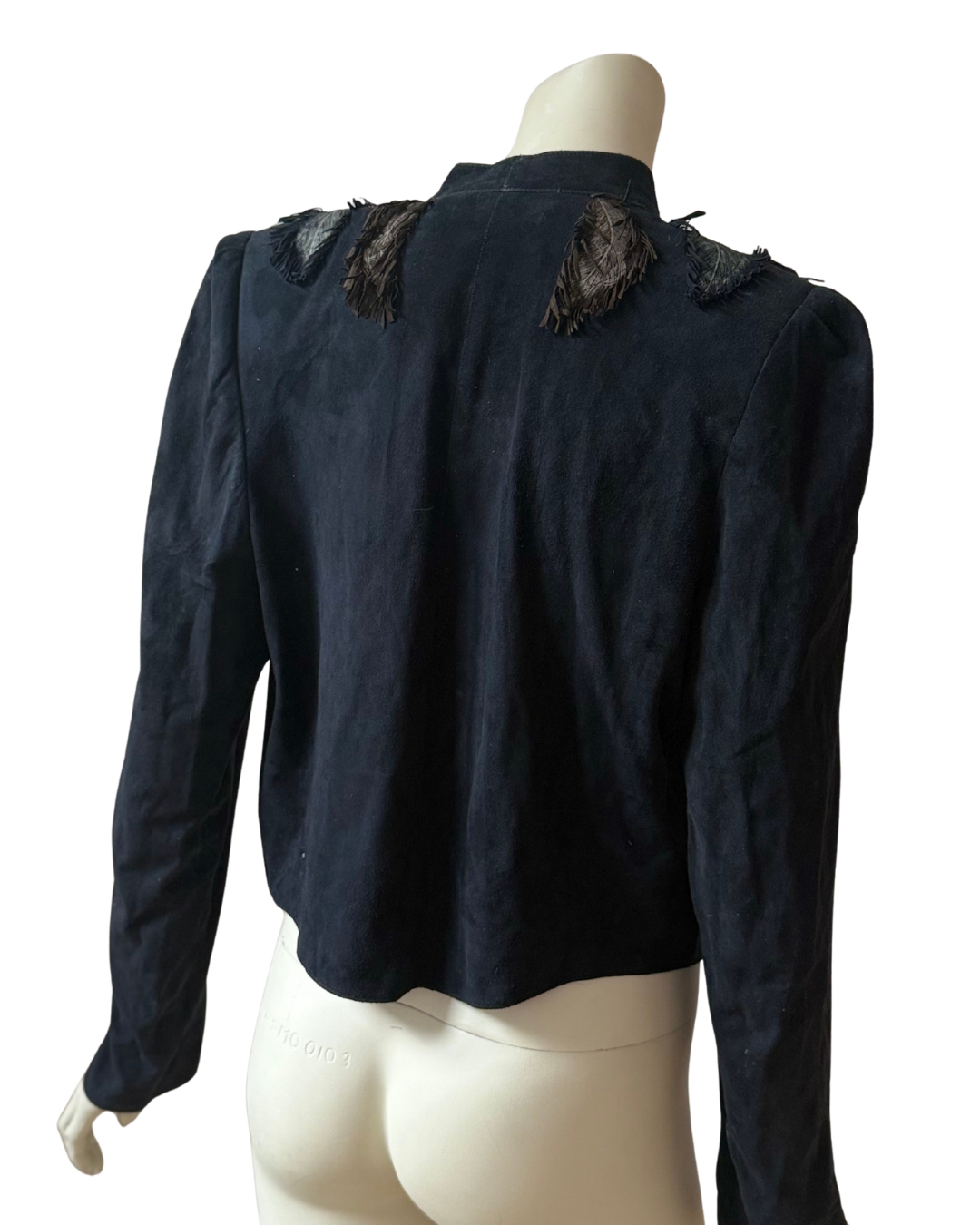 Vintage Roberto Cavalli Suede Jacket Fringe and Feathers Size S-M