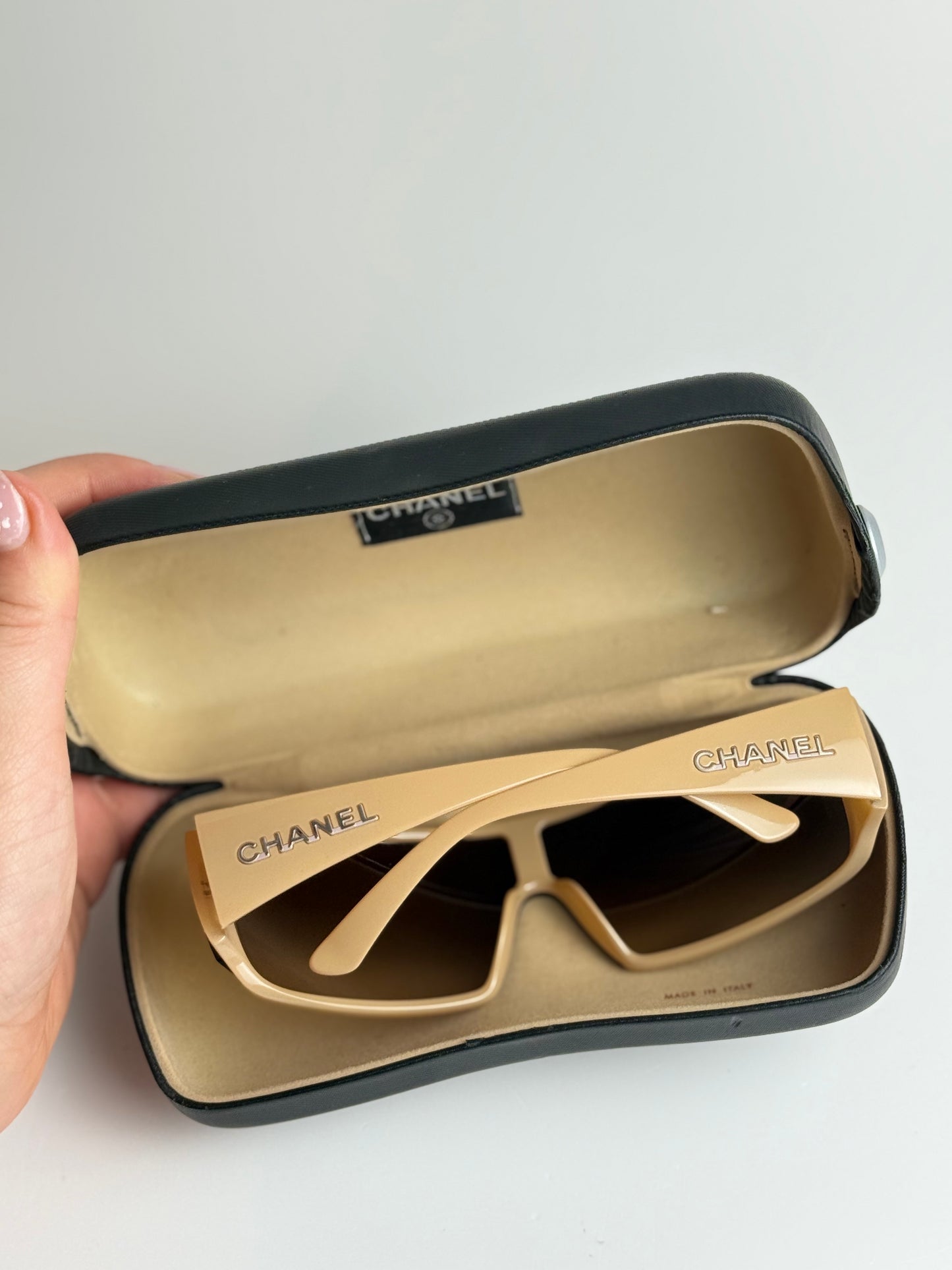 Vintage Chanel Shield Sunglasses Nude 5103 C710/13 with Case