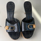 Chanel Vintage Wooden Heel Mules – Black Leather