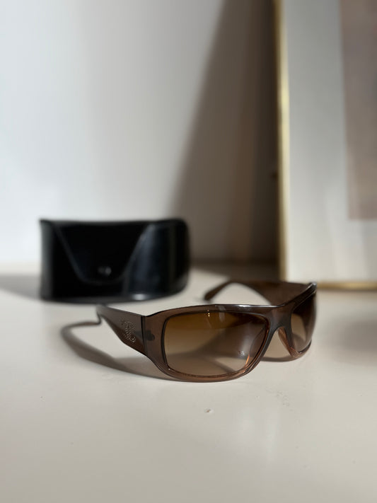 Vintage Chanel Sunglasses Brown Rhinestones