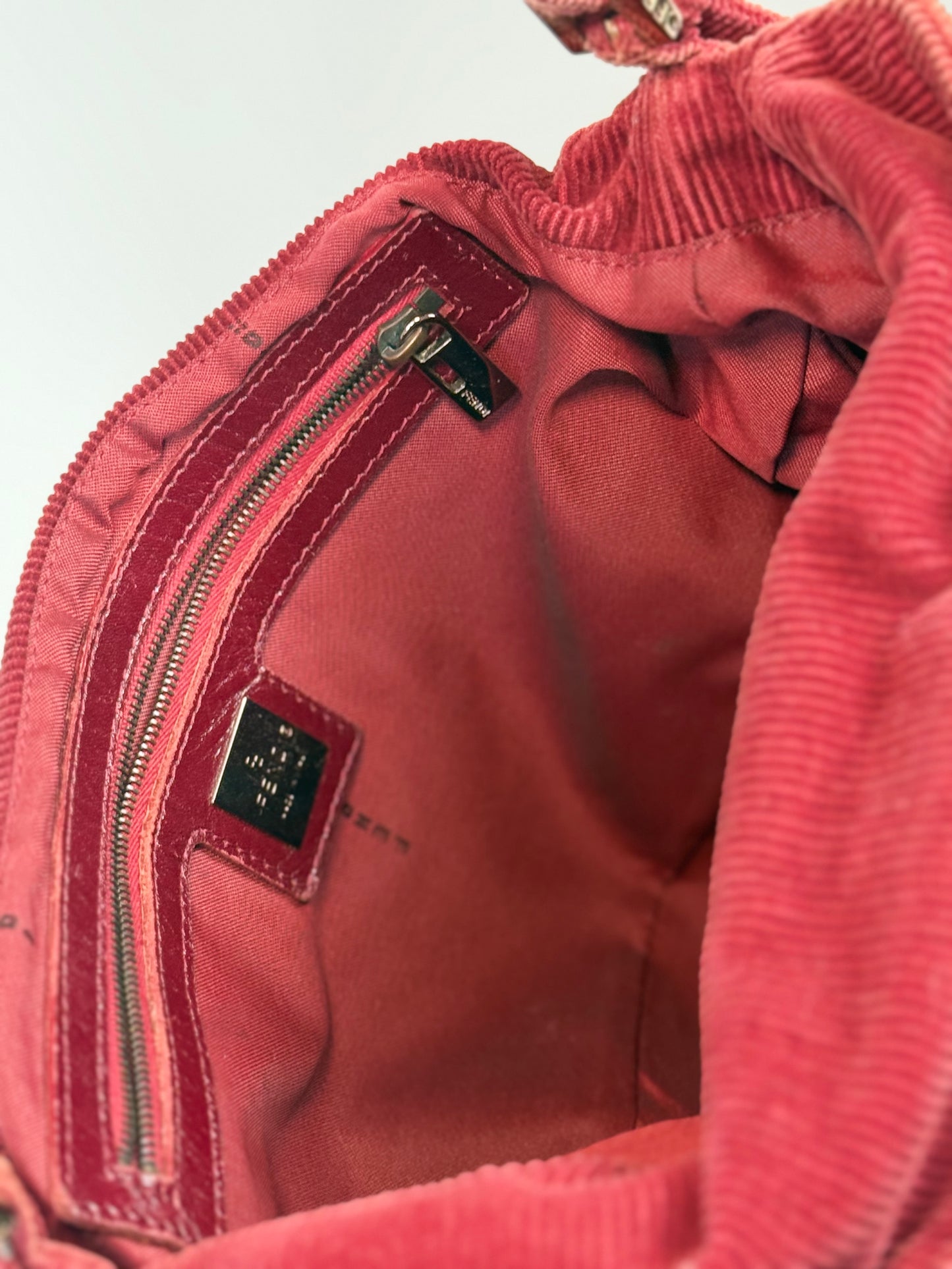 Fendi Mamma Baguette red corduroy
