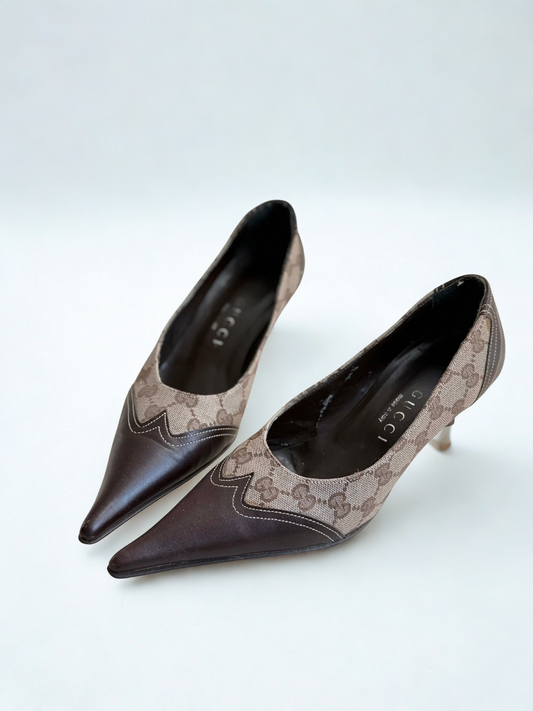Vintage Gucci GG Monogram Pointed-Toe Heels – Size 39