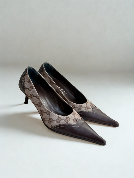 Vintage Gucci GG Monogram Pointed-Toe Heels – Size 39