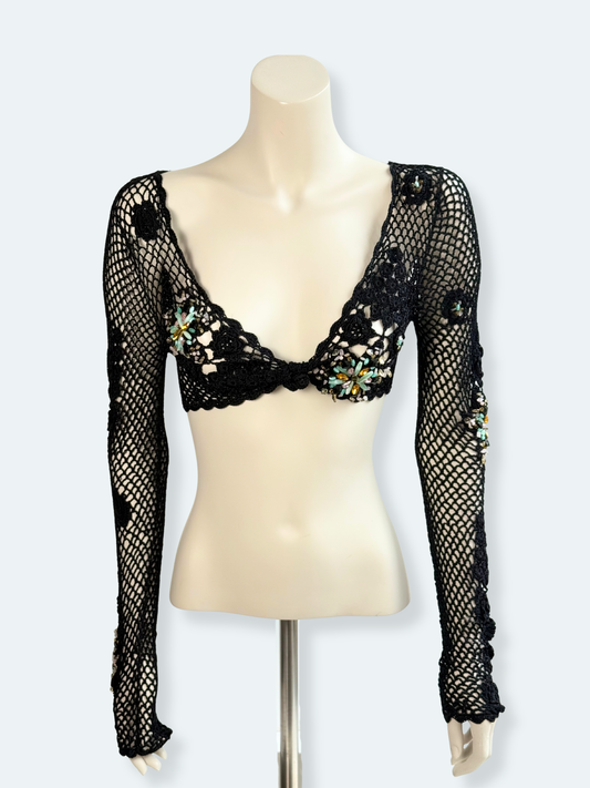 Roberto Cavalli Class Embellished Crochet Bolero – New with Tags