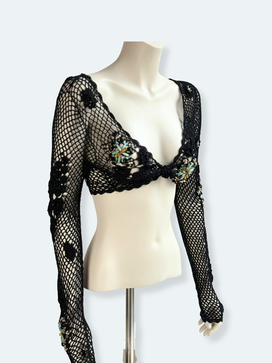 Roberto Cavalli Class Embellished Crochet Bolero – New with Tags