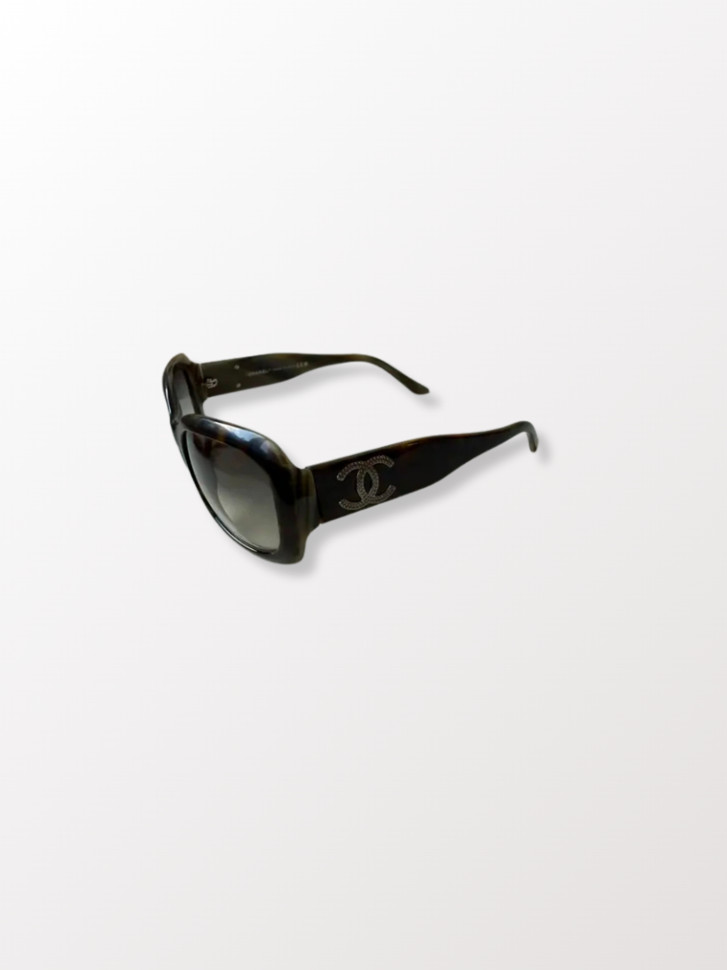 Vintage Chanel Sunglasses – Model 5102 C.653/11 – Black/Grey/Beige Pattern with Silver CC Logos