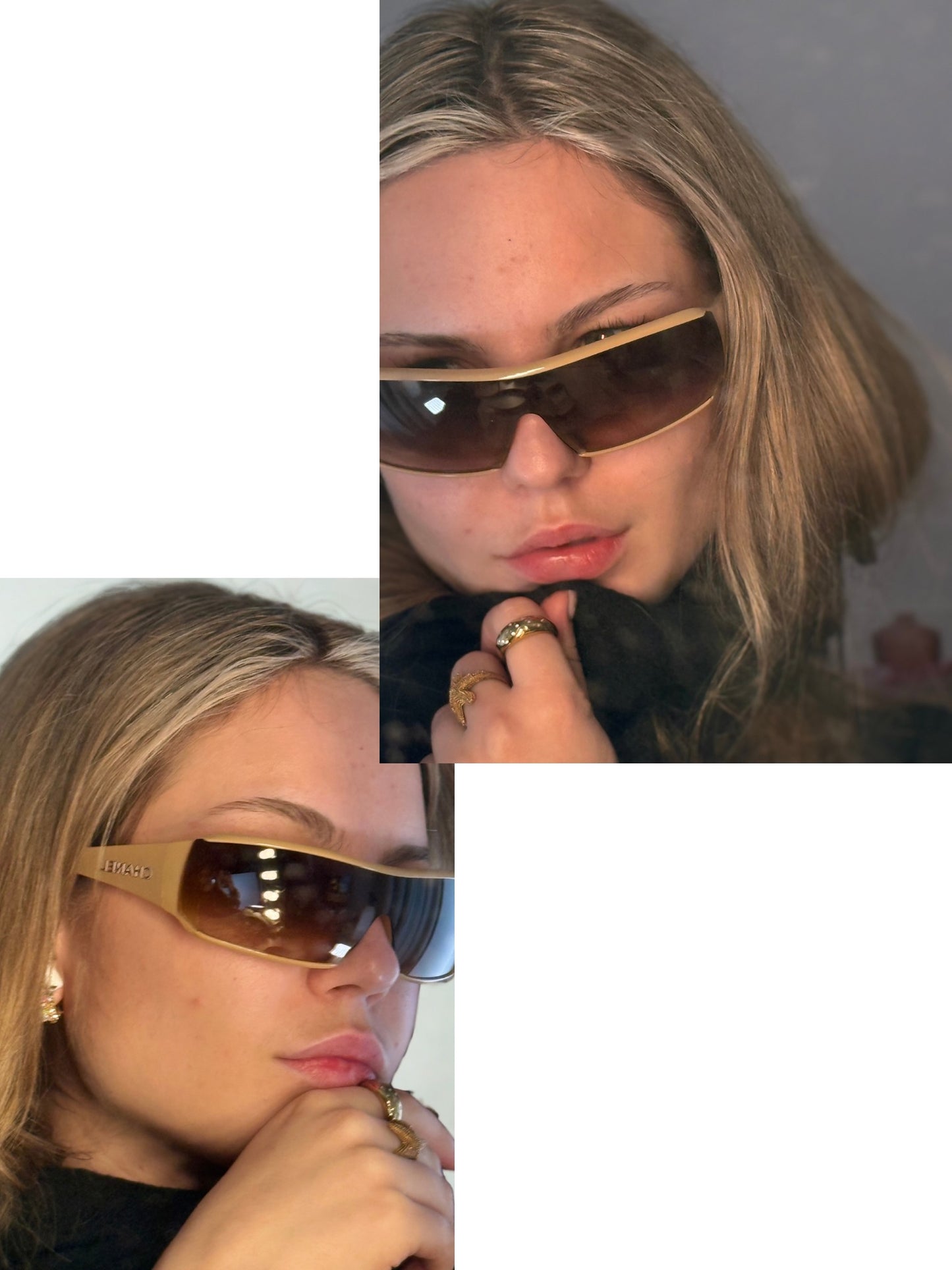 Vintage Chanel Shield Sunglasses Nude 5103 C710/13 with Case