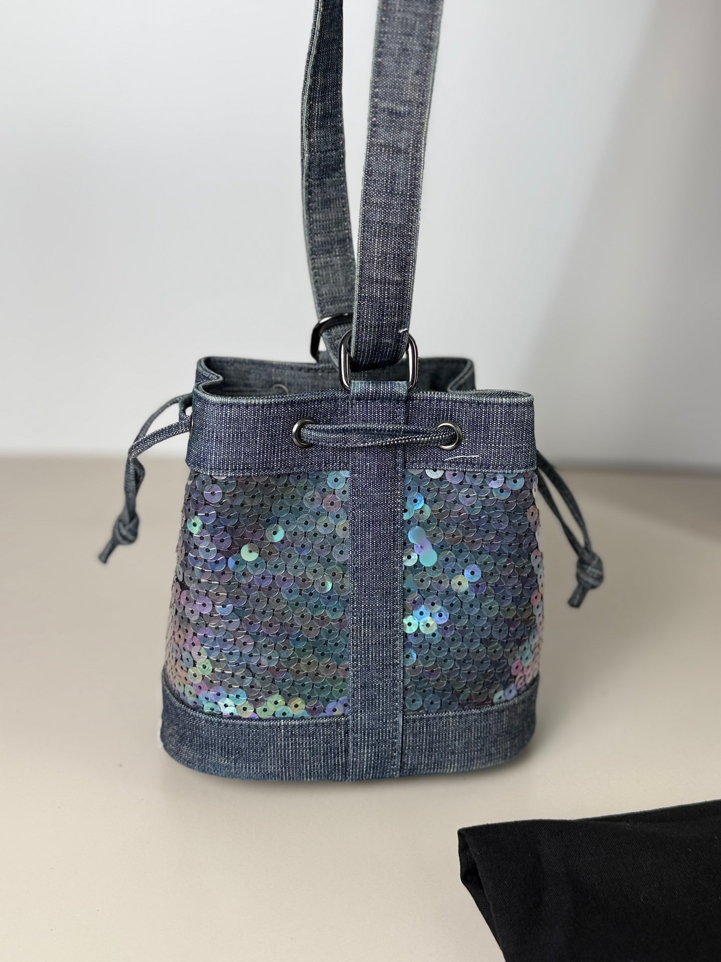 Chanel Sequin Denim Bucket Bag