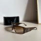 Vintage Chanel Sunglasses Brown Rhinestones