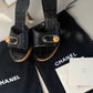 Chanel Vintage Wooden Heel Mules – Black Leather