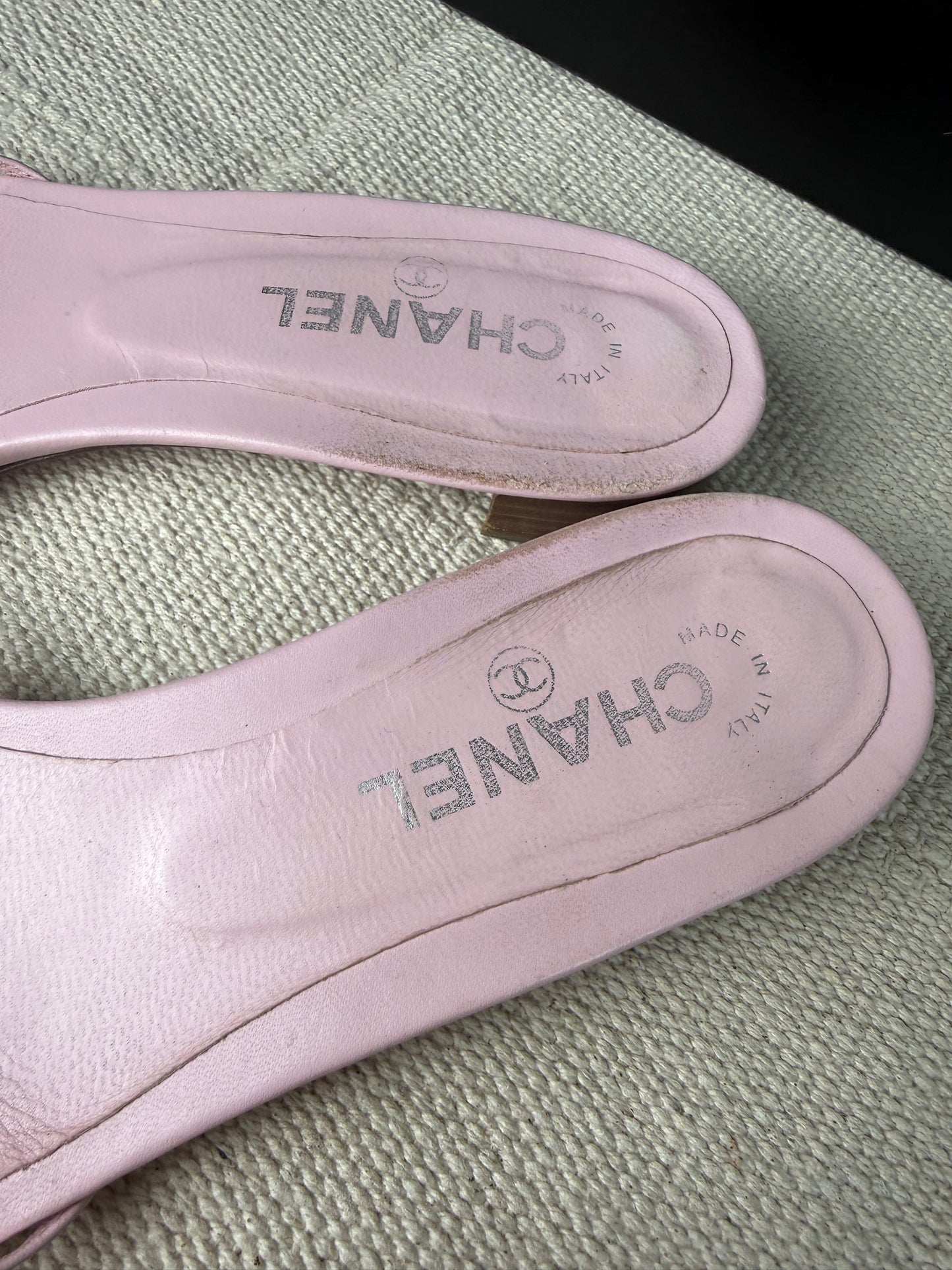 Chanel Sandals Pink Bow Size 40,5
