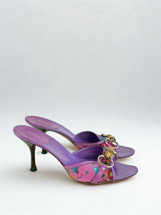 Gucci Flora Bamboo Mules Horsebit – Size 38.5