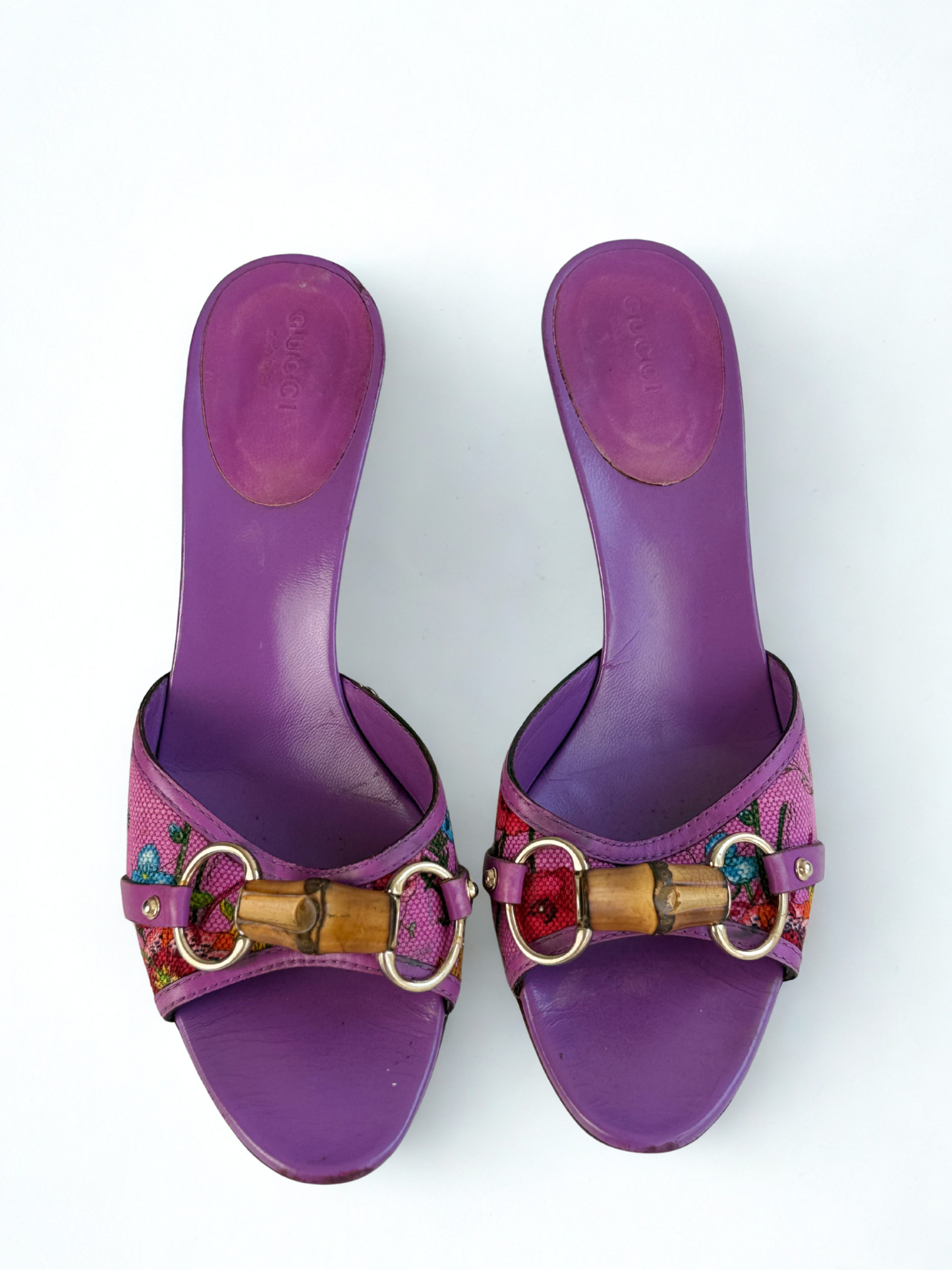 Gucci Flora Bamboo Mules Horsebit – Size 38.5