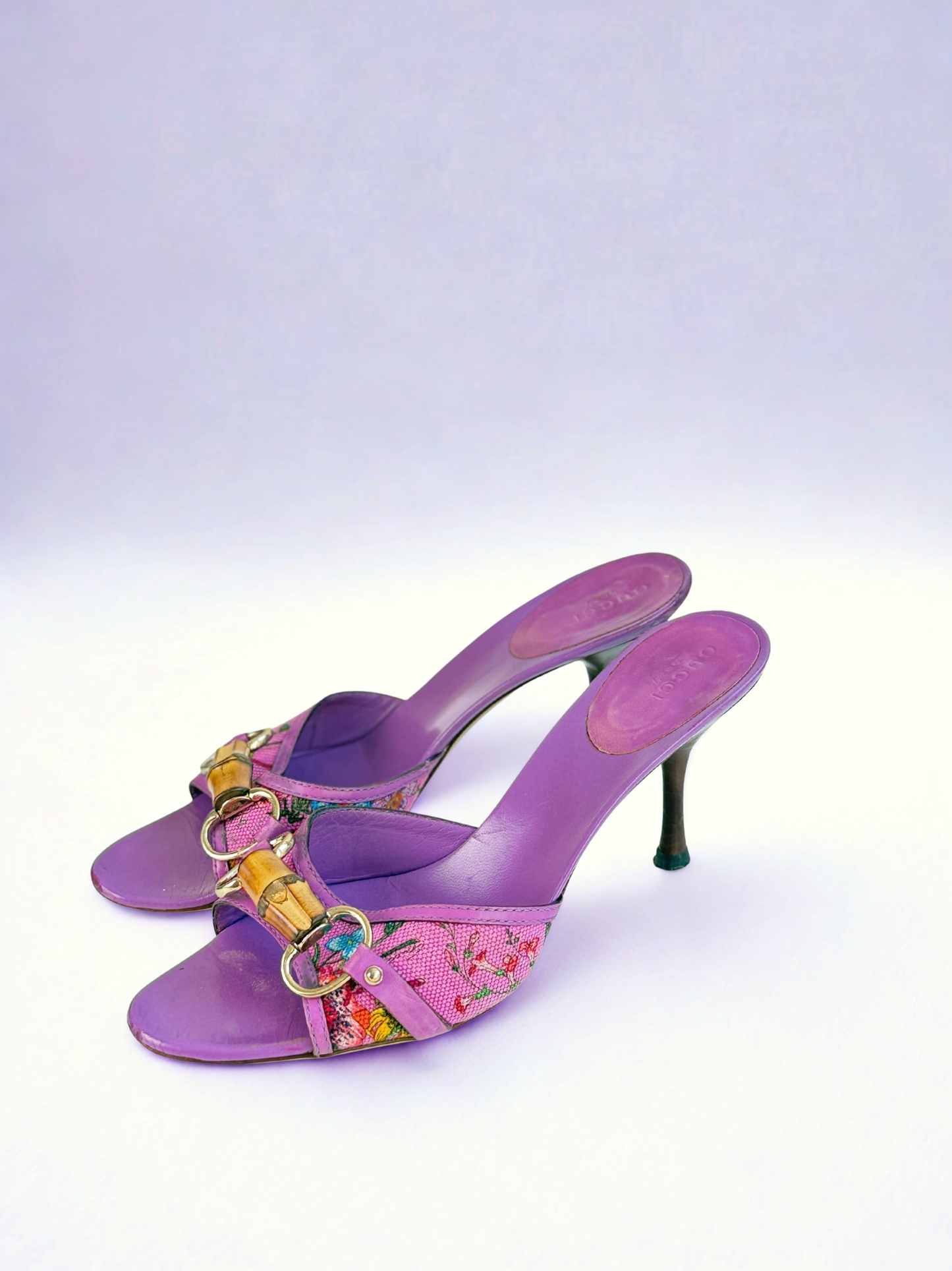 Gucci Flora Bamboo Mules Horsebit – Size 38.5