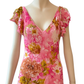Vintage Pink Floral Fairy Dress Ruffle Sequin Asymmetric Midi Dress S