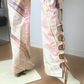 Vintage Roberto Cavalli Feather Print Lace-Up Jeans – Size M