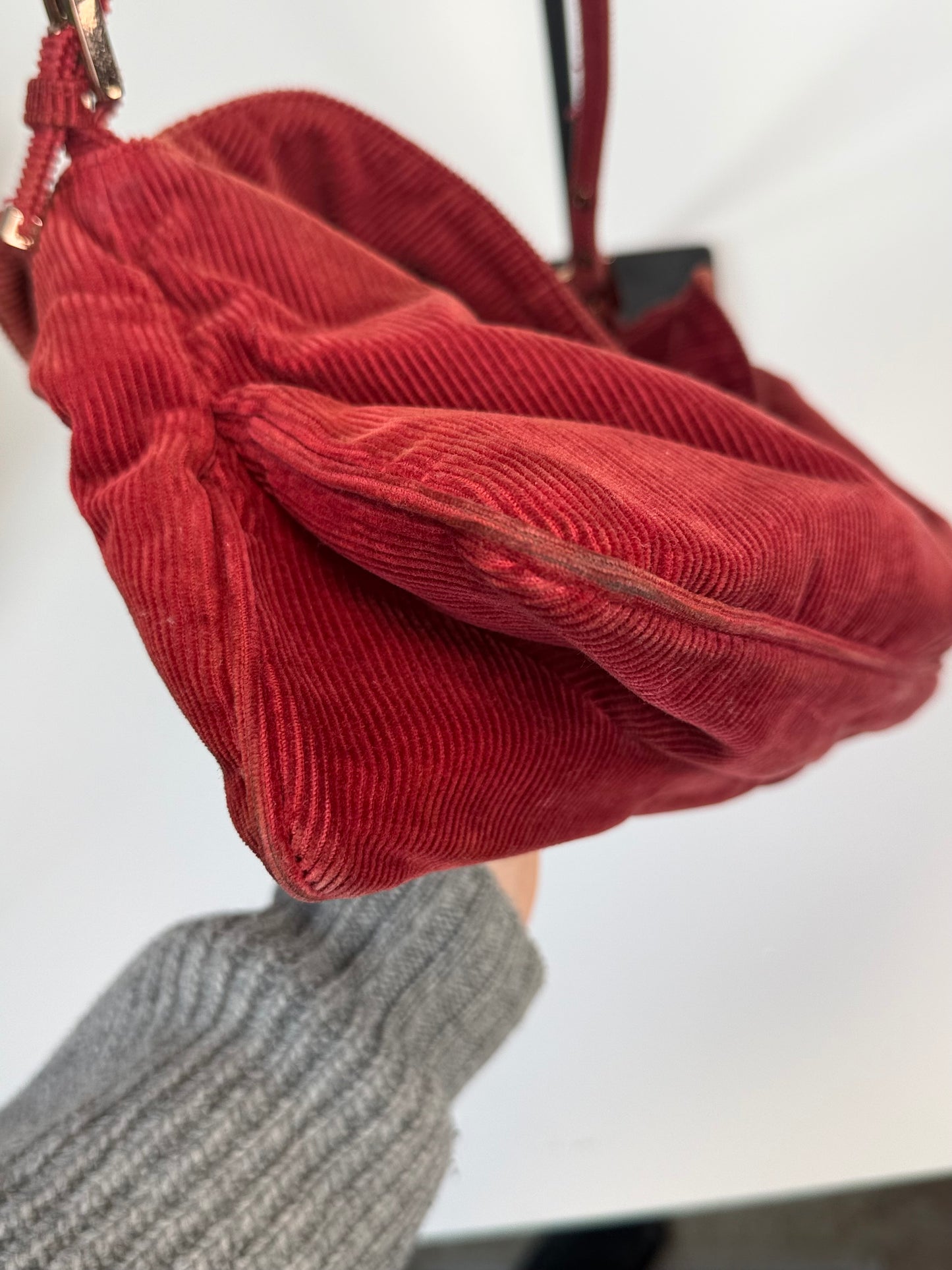 Fendi Mamma Baguette red corduroy