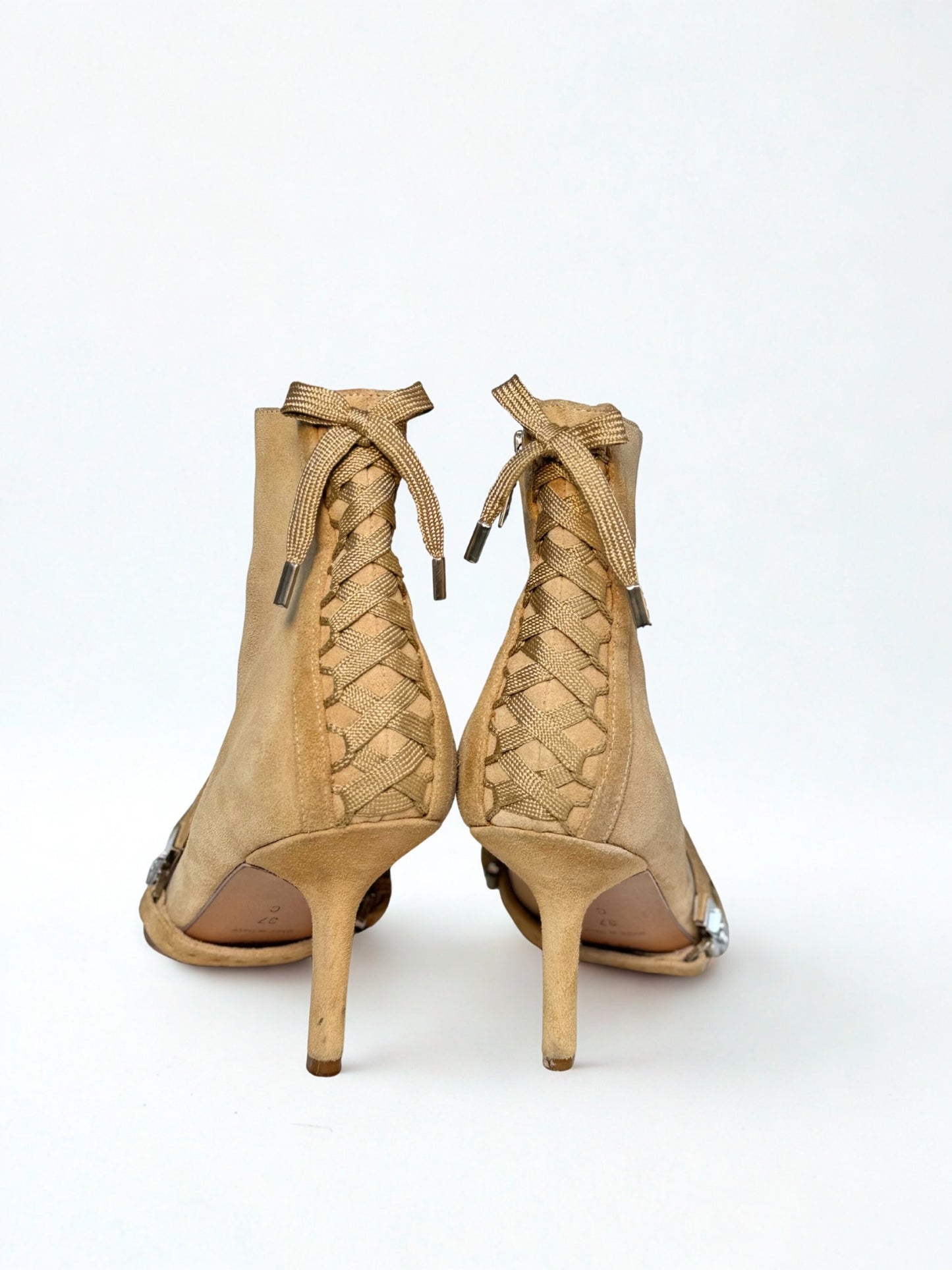 Vintage Christian Dior Ankle Boots beige suede
