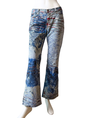 Vintage Just Cavalli Printed Bootcut Jeans – Floral Print